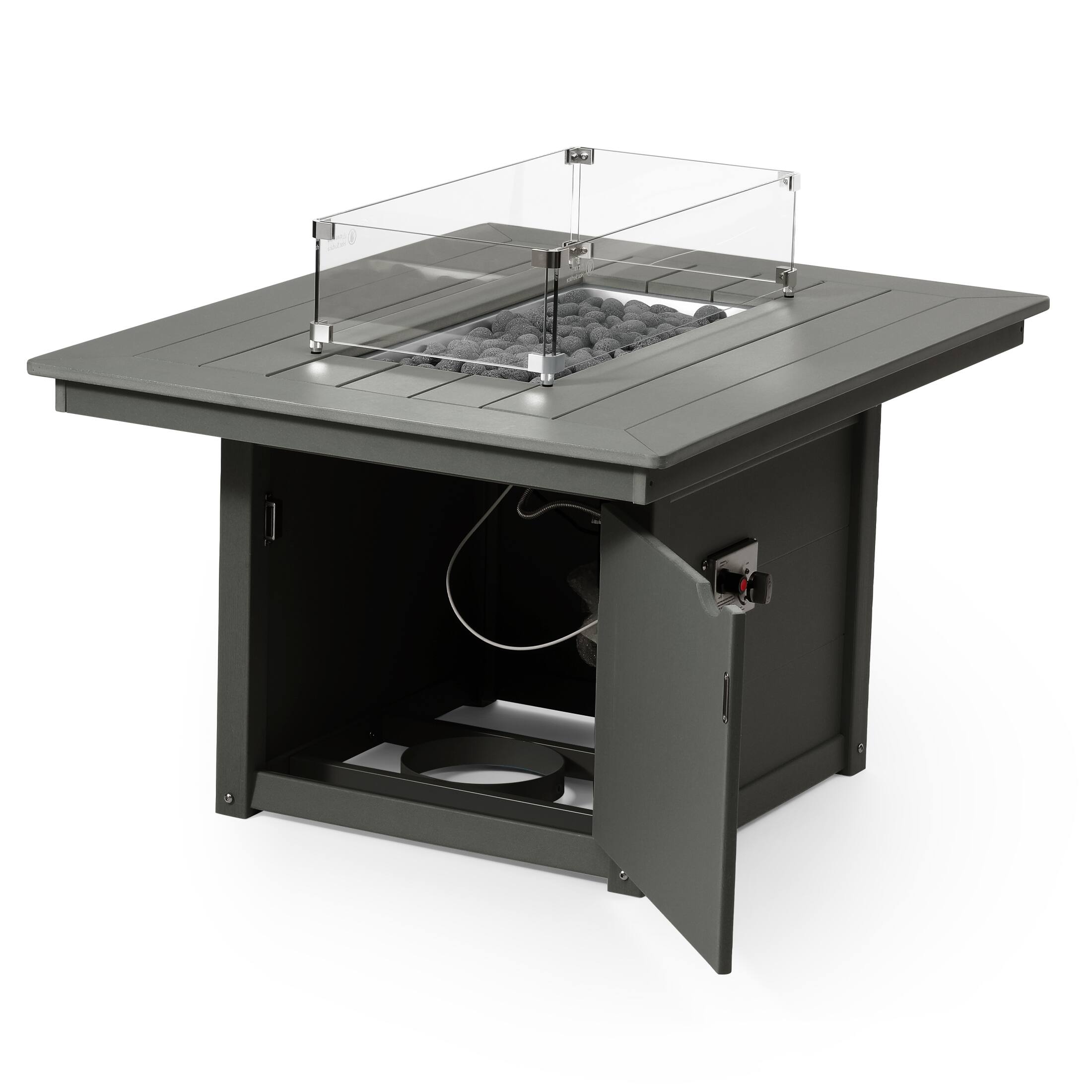 Left. WestinTrends - WestinTrends Helios 46" Modern Outdoor 55,000 BTU Patio Gas Propane Rectangle Deck Fire Pit Table - Gray.