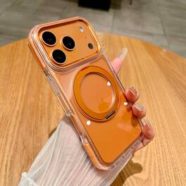 Dteck - Clear Magnetic Case for Apple iPhone 17 Pro Max with 360 Rotating Kickstand Slim Shockproof PC TPU Hybrid Cover - Orange