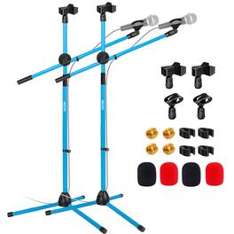 5 CORE - Microphone Stand Floor Pair Universal Adjustable 63" Tripod Mic Stands w Boom Arm
