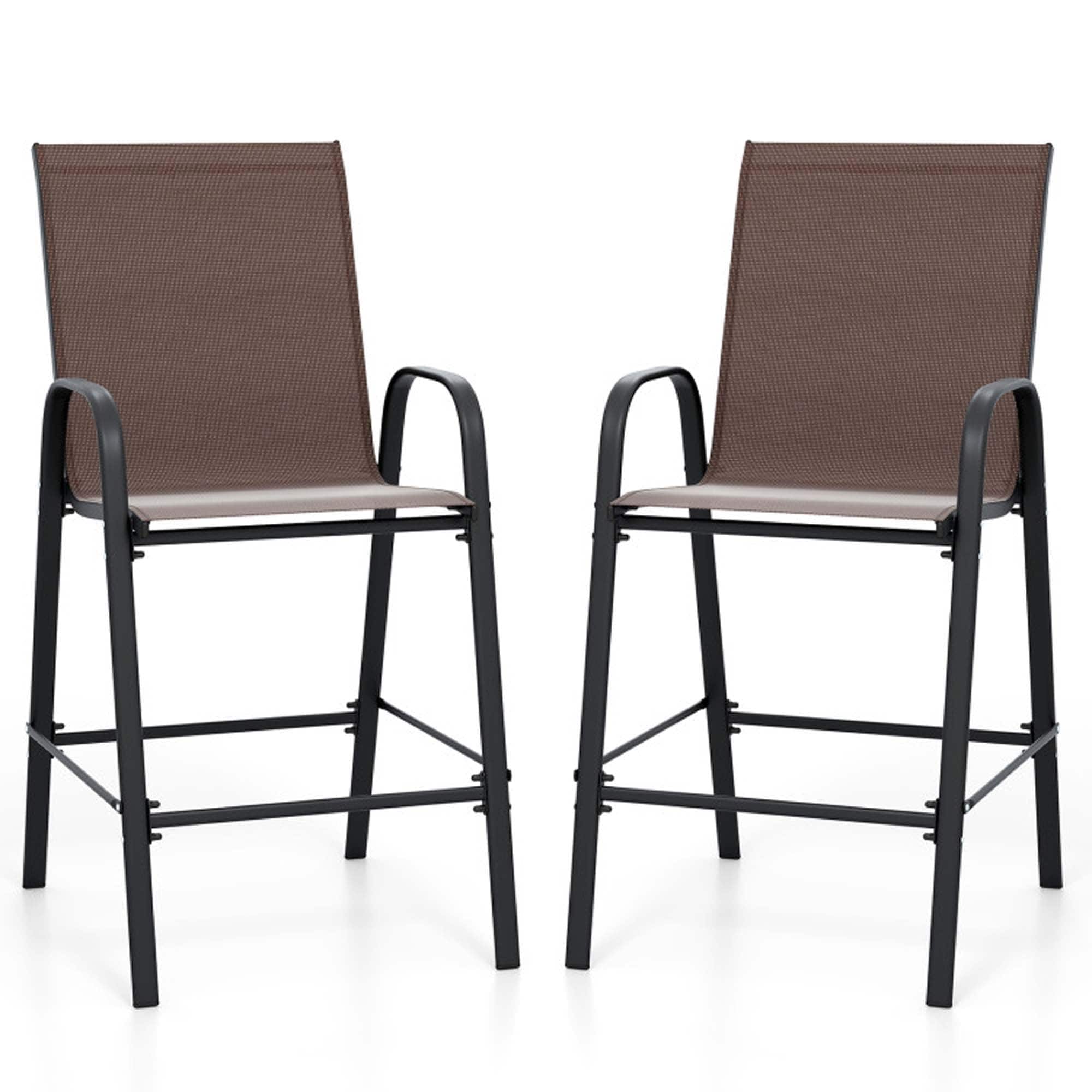 Boyel Living - with Armrests Outdoor Durable Set of 2 Bar Stools - Brown