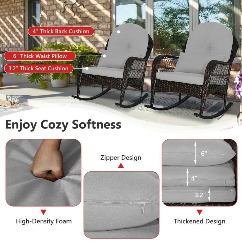 4" Thick Back Cushion  
6" Thick Waist Pillow  
3.2" Thick Seat Cushion  

Enjoy Cozy Softness  

Zipper Design  

High-Density Foam  

Thickened Design