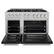 Left. ZLINE - ZLINE 48 in. 6.7 cu. ft. Freestanding Select Satin Steel Gas Range w/ 8 Burner Cooktop & Black Matte Doors - Satin Stainless Steel.