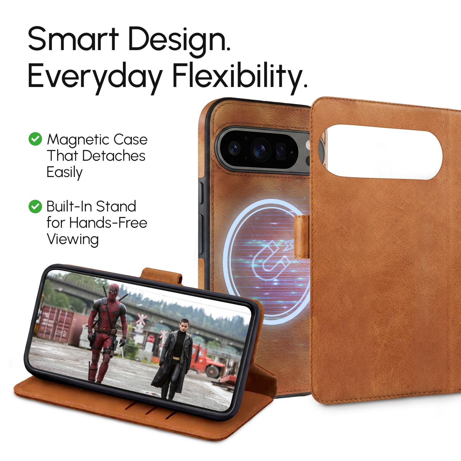 Smart Design. Everyday Flexibility.

- Magnetic Case That Detaches Easily
- Built-In Stand for Hands-Free Viewing
