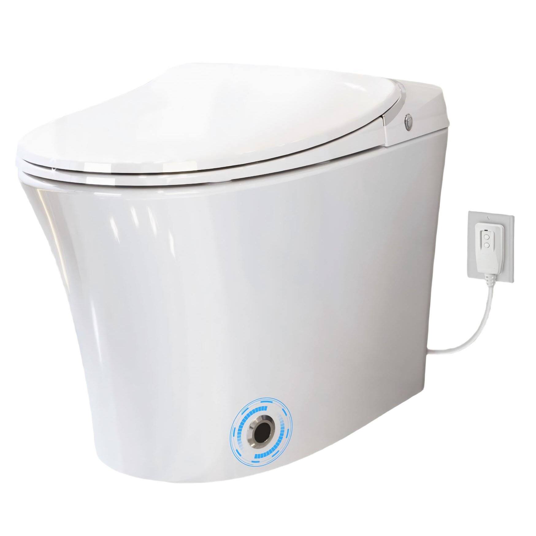 Front. Ecooso - Smart Toilet with Heated Bidet Seat, Dryer, Warm Water, Remote Control, Night Light, Power Flush - White.