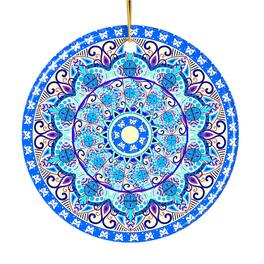 OrnamentallyYou - Luminescent Blue Mandala Christmas Ornament Ethnic Indian Decoration Hinduism Buddhism Jainism - Multi-colored