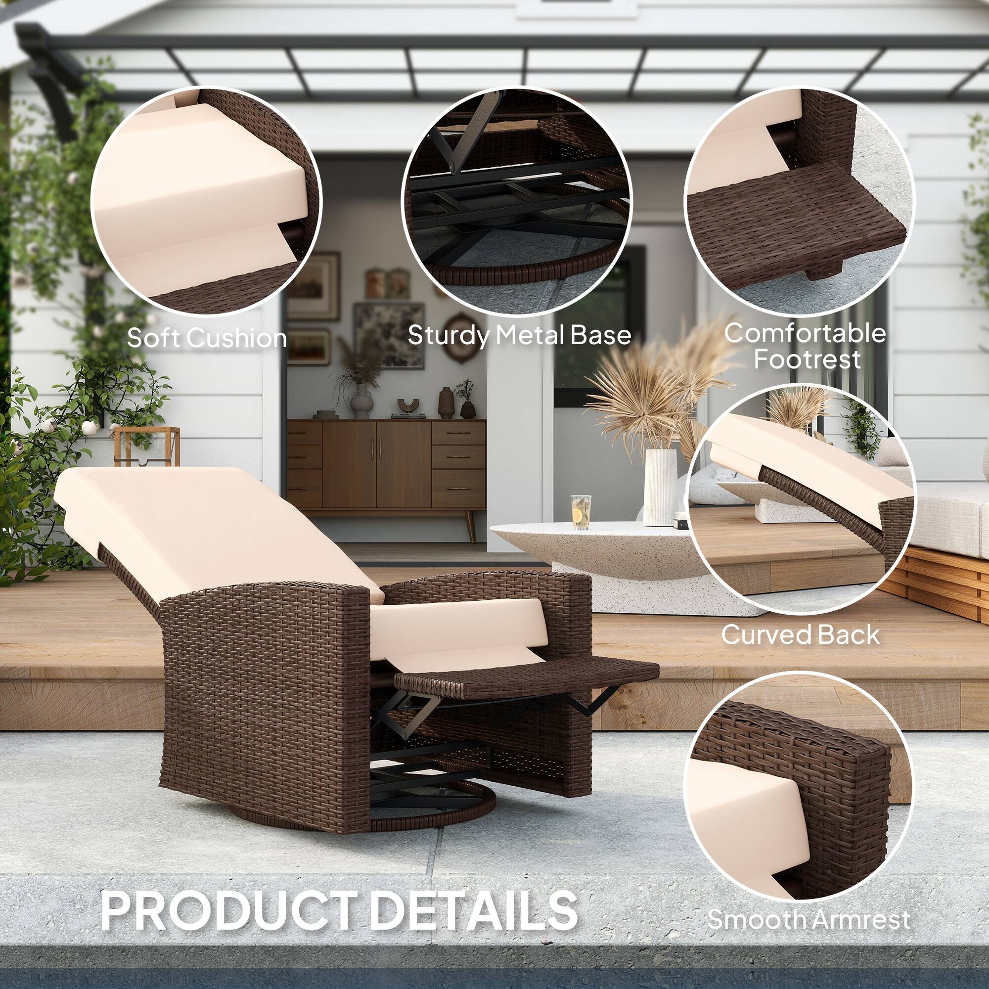- Soft Cushion
- Sturdy Metal Base
- Comfortable Footrest
- Curved Back
- Smooth Armrest

PRODUCT DETAILS