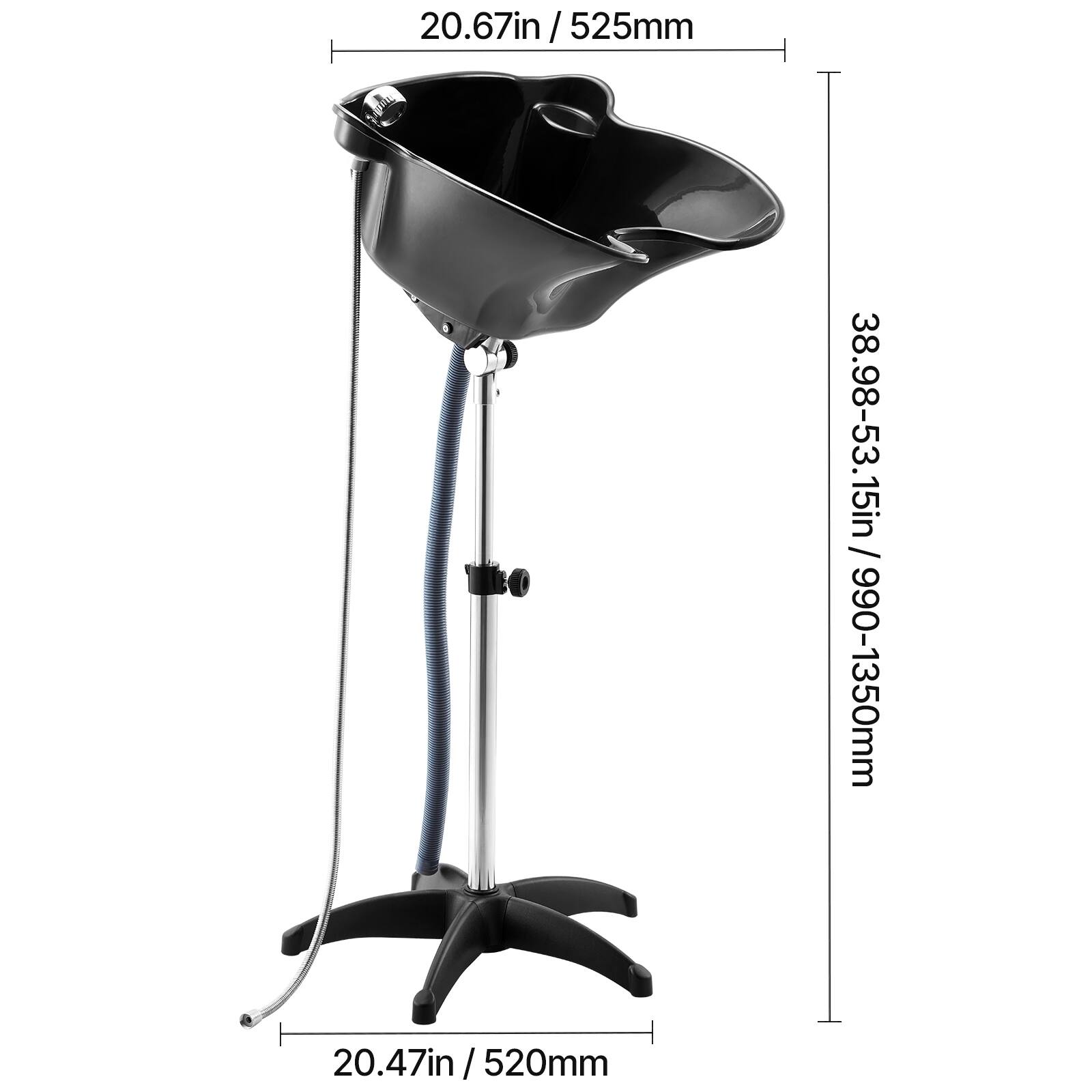 20.67in / 525mm  
8.98-53.15in / 990-1350mm  
20.47in / 520mm  
38.98-53.15in / 990-1350mm