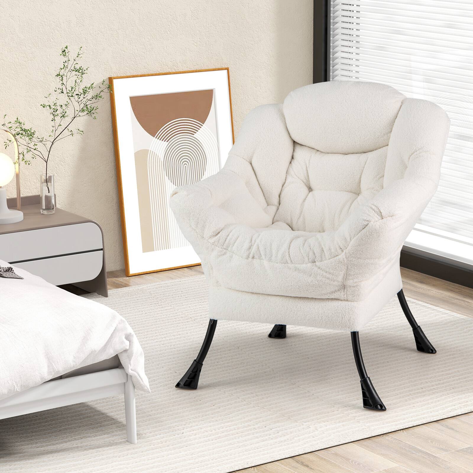 Alt View 7. Ecooso - Sherpa Upholstered Accent Chair with Cozy Head Pillow for Extra Comfort - Beige.