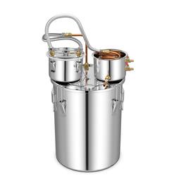 SKONYON - Stainless Steel Alcohol Distiller with Thickened Boiler Thumper Keg and Condenser Kit - Silver