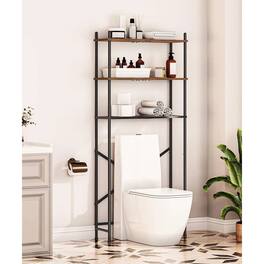 Hivvago - Industrial Metal Wood Style Over the Toilet Freestanding Storage Shelving Unit - Brown