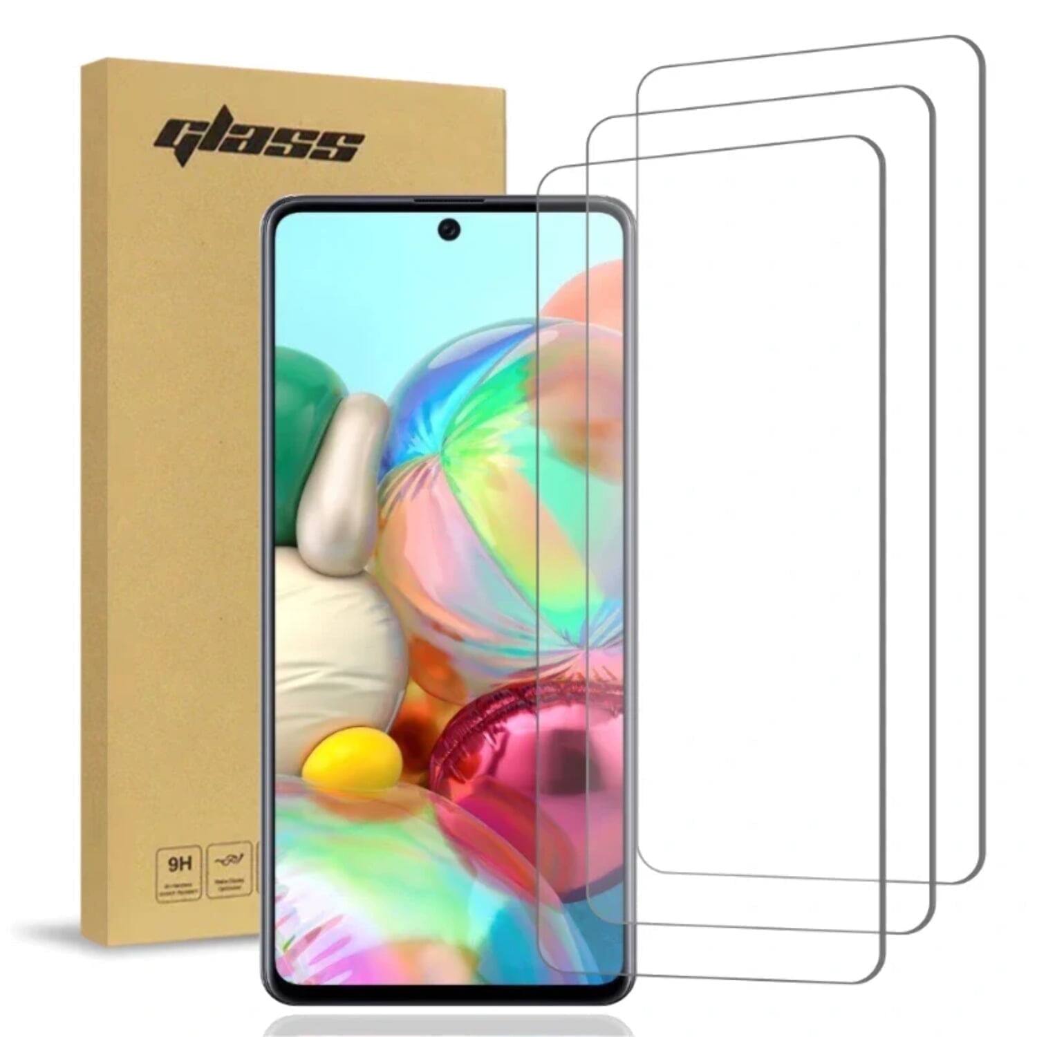 Front. RomeTech - Samsung Galaxy A71 5G (3 Per Pack) 2.5D Glass Screen Protector - Transparent.