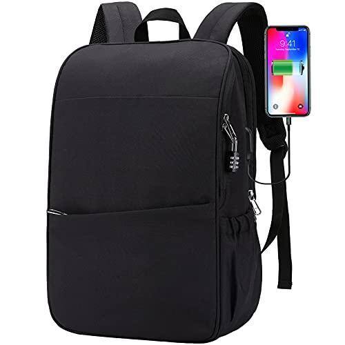 Front. Live At Space - Deep Storage Laptop Backpack With Usb Charging Port[water Resistant] College Computer Bookbag Fits 15 Inch Black - Bronze Black-17 inch-Large Travel Backpacks.