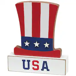 BreeBe - Wooden USA Uncle Sam Hat Sitter - Mul