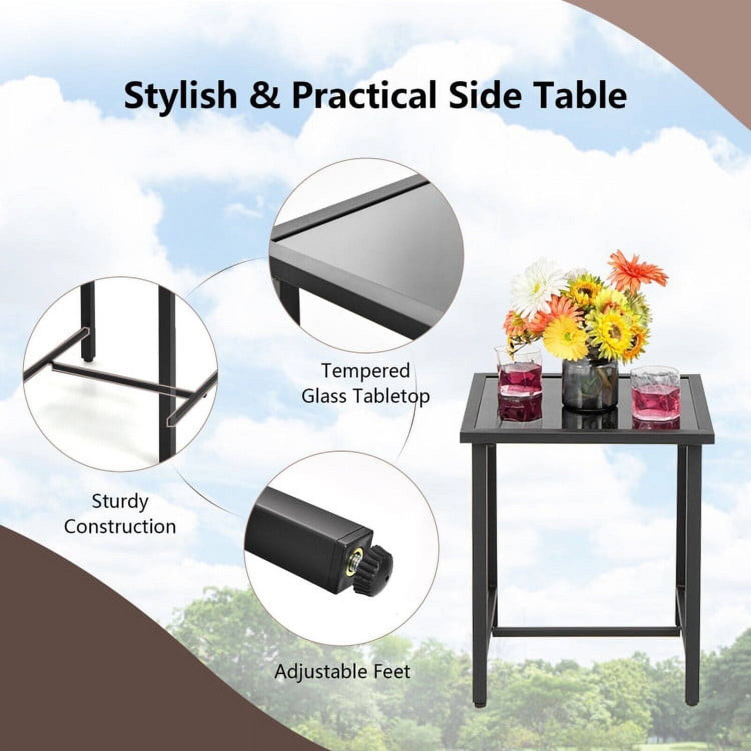 Stylish & Practical Side Table

- Tempered Glass Tabletop
- Sturdy Construction
- Adjustable Feet