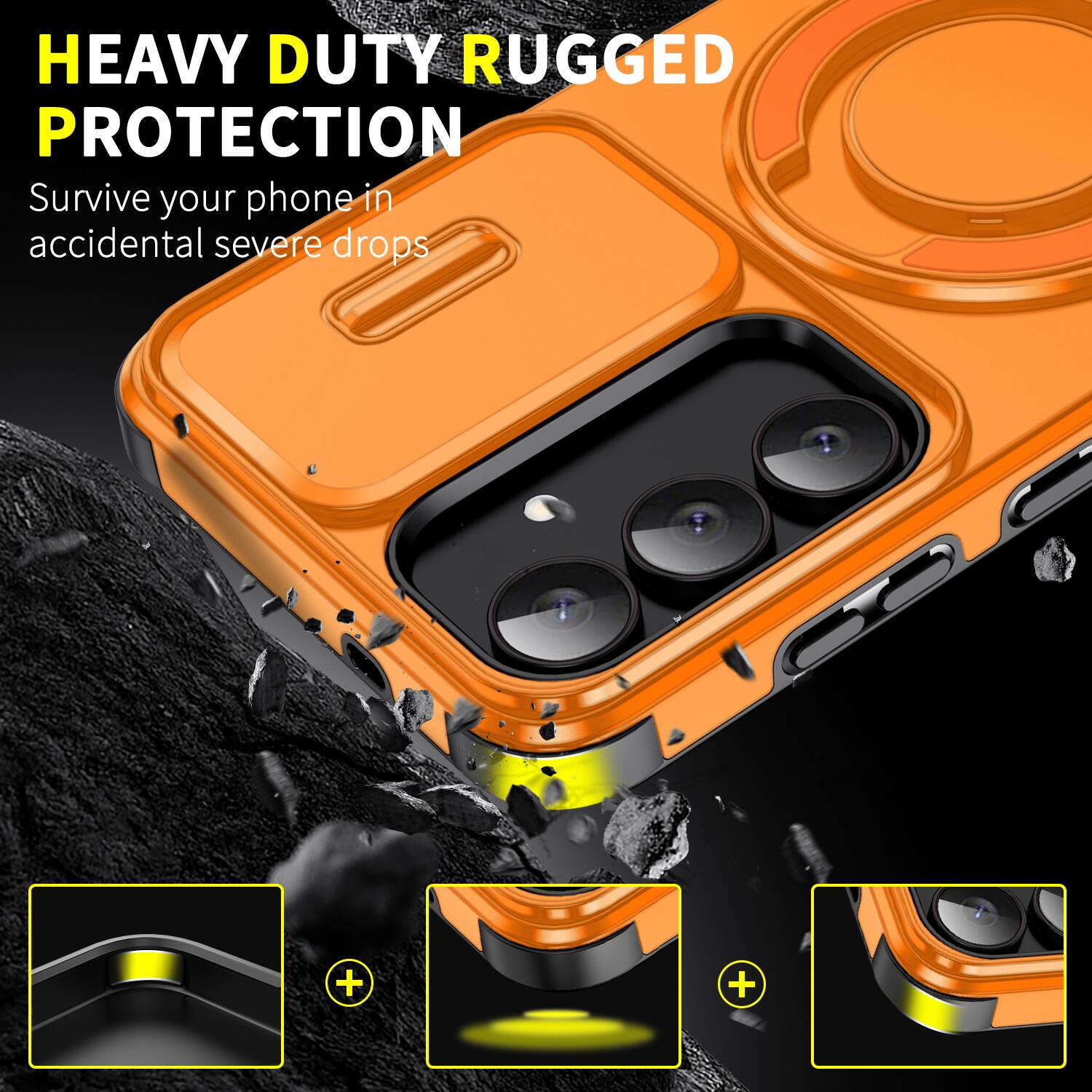 HEAVY DUTY RUGGED PROTECTION  
Survive your phone in accidental severe drops