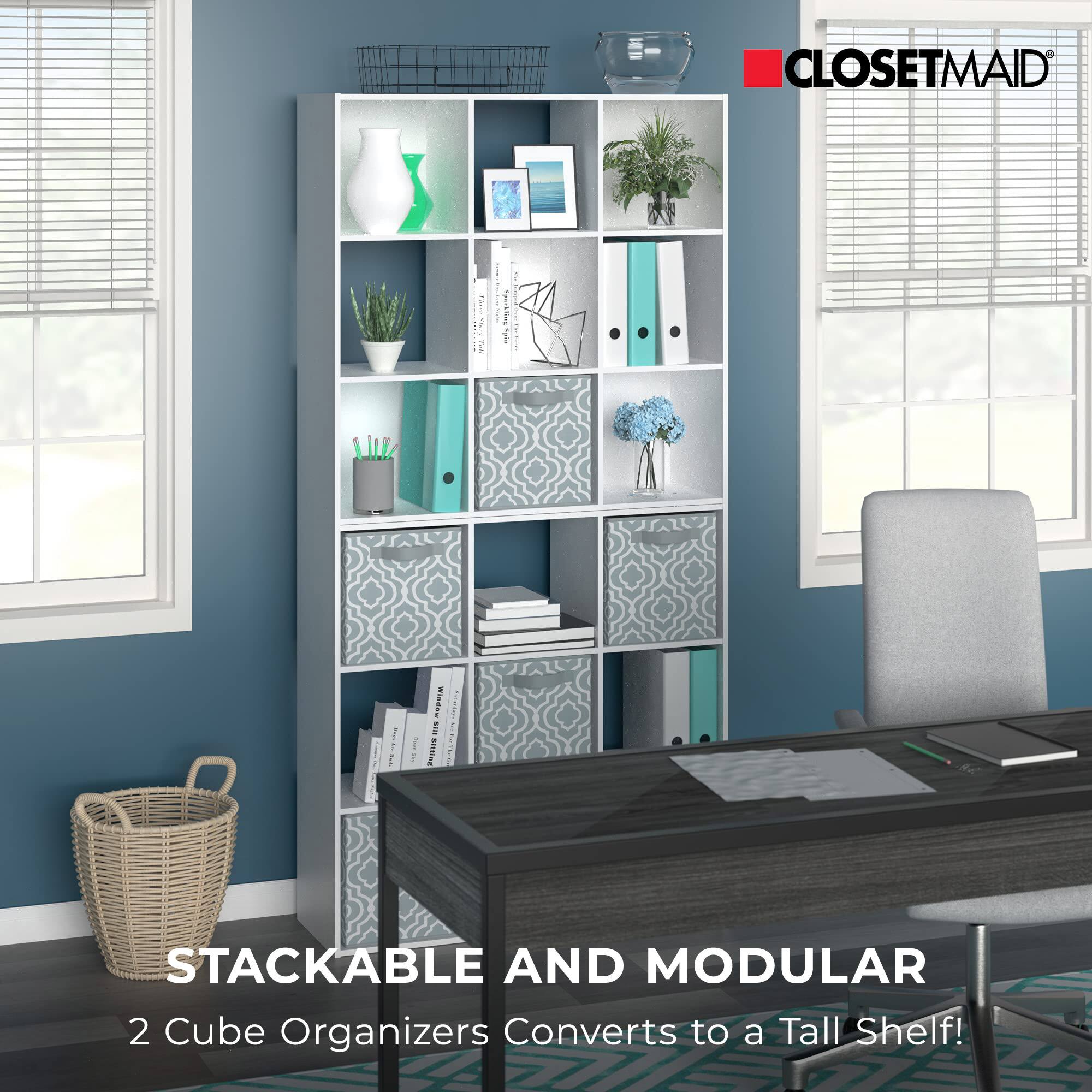 CLOSETMAID

STACKABLE AND MODULAR  
2 Cube Organizers Converts to a Tall Shelf!