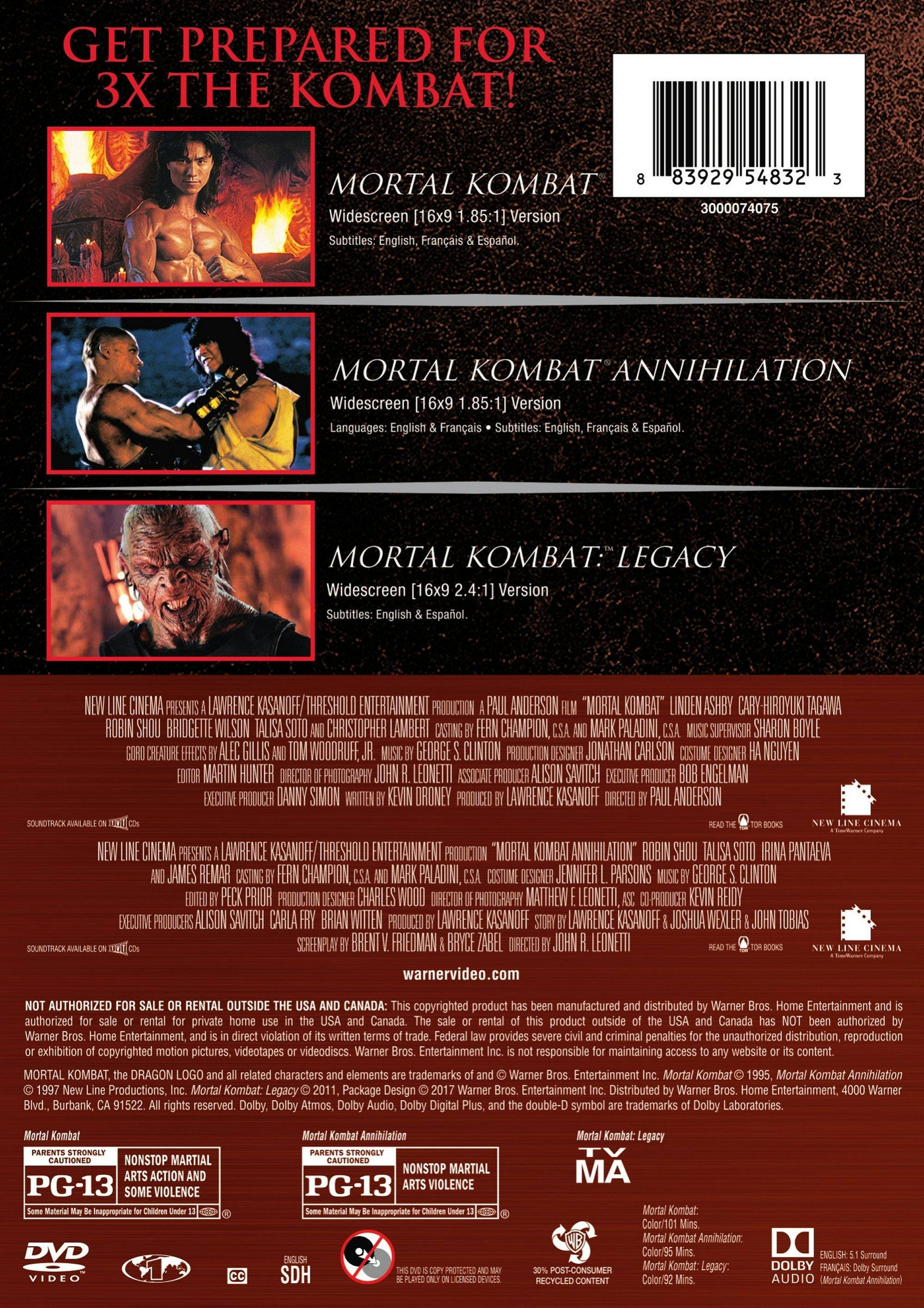 Angle. Mortal Kombat/Mortal Kombat 2/Mortal Kombat: Legacy (DVD Triple Feature) [DVD].