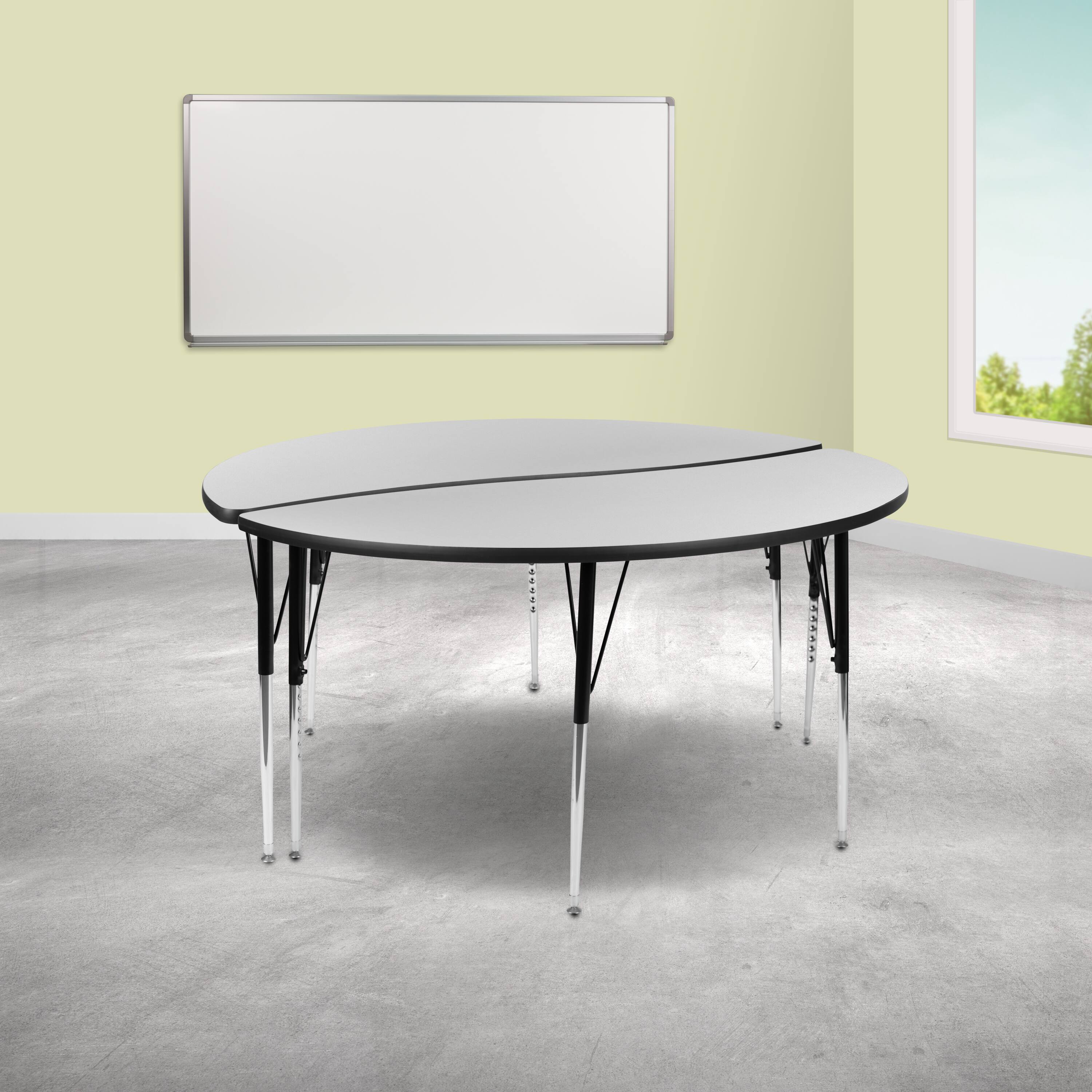 "Emma + Oliver - 2 Piece 60"" Circle Wave Collaborative Grey Adjustable Activity Table Set - Gray" price history on PriceWatchPro