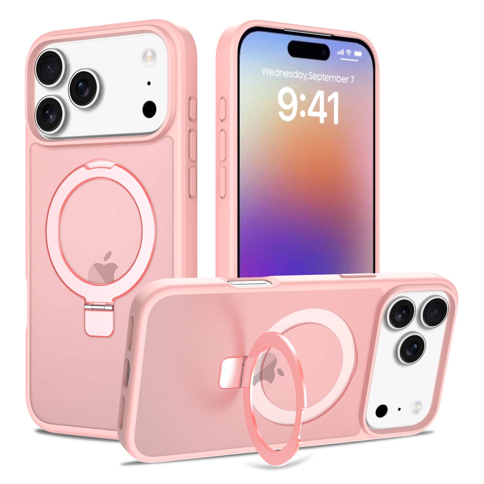 Dteck - Magnetic Case For Apple iPhone 17 Pro Max Slim Shockproof Matte Frosted Ring Kickstand Magnetic Cover Women Men - Pink price history on PriceWatchPro
