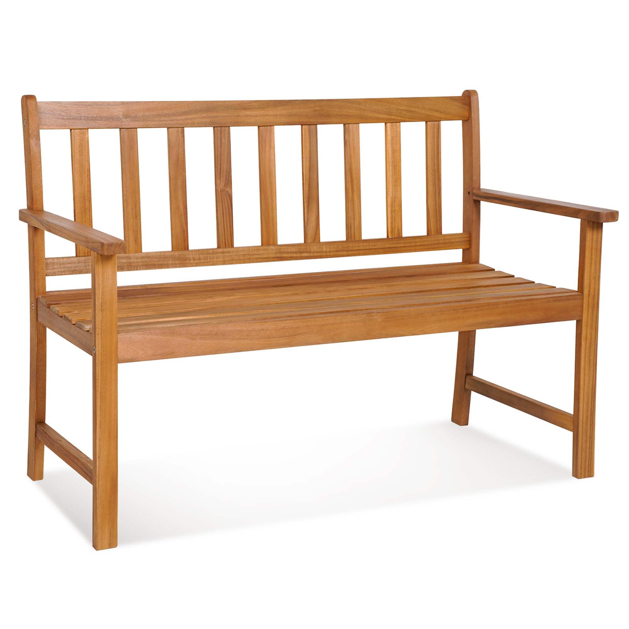 Costway - 2-Person Slatted Bench Patio Acacia Wood Loveseat 800 Lbs Outdoor - Natural price history on PriceWatchPro
