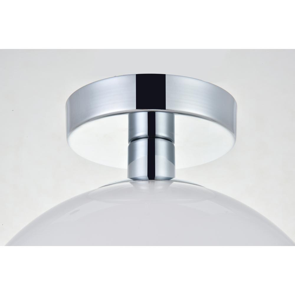 Left. Living District - Baxter 1 Light Chrome Flush Mount With Frosted White Glass - Chrome And Frosted White.
