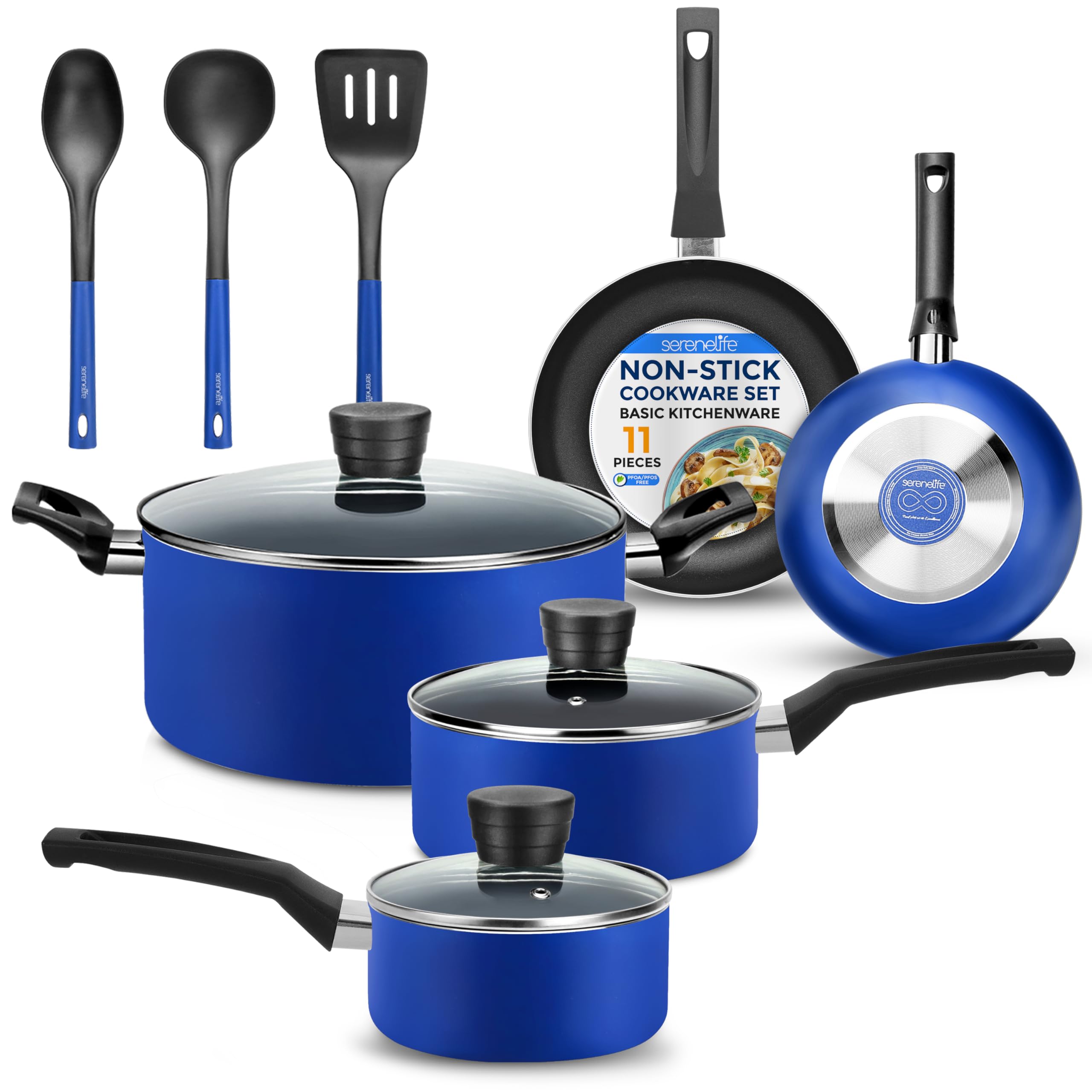 serenelife NON-STICK COOKWARE SET BASIC KITCHENWARE 11 PIECES