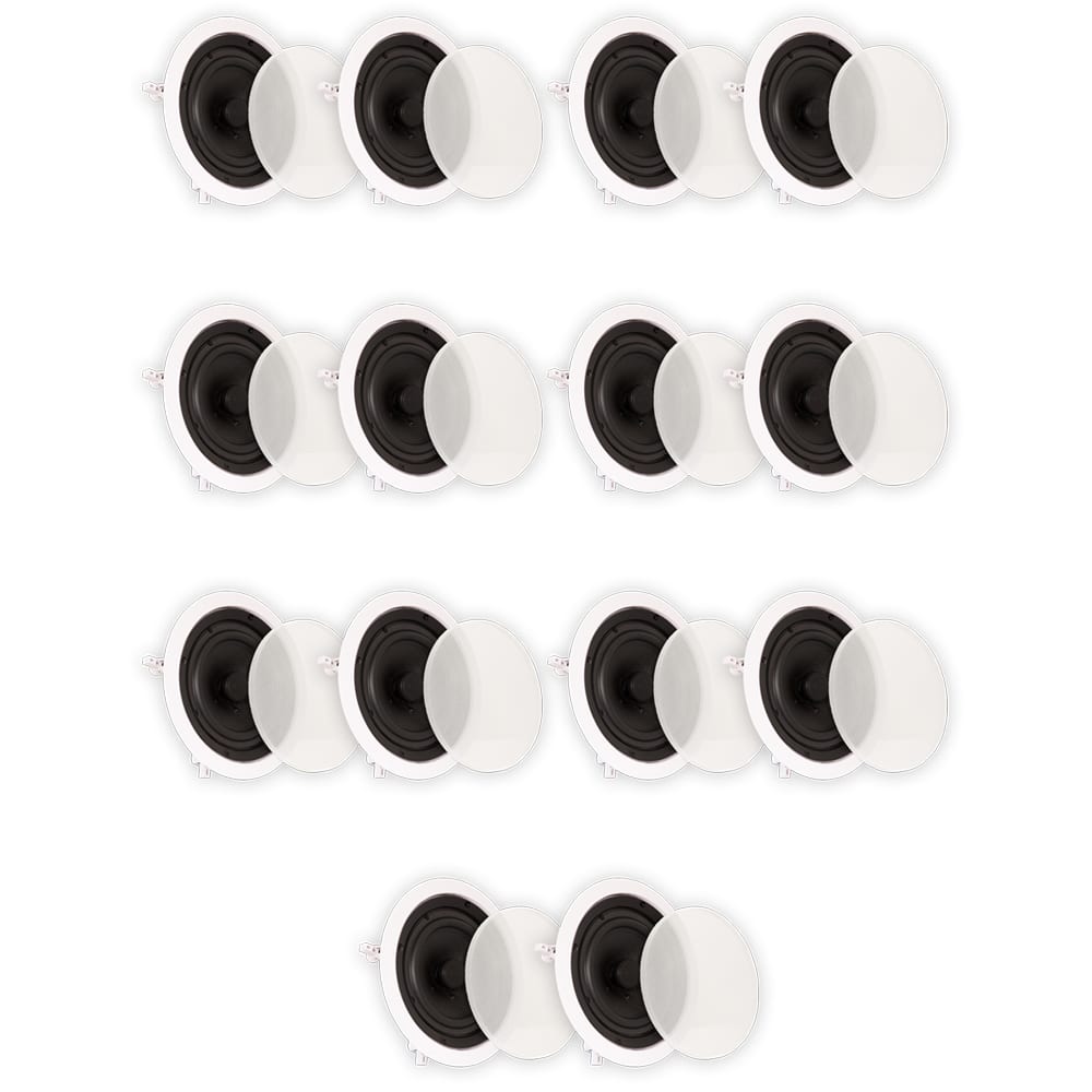 Theater Solutions by Goldwood - TS65C Flush Mount In Ceiling Speakers with 6.5" Woofers Home Theater 7 Pair Pack - Paintable White