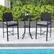 Alt View 4. Costway - 3 PCS Patio Wicker Bar Set Rattan Chairs & Square Table with Heavy-Duty Metal Frame - Black,Gray.