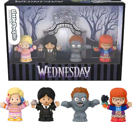 The text on the image is: "WEDNESDAY COLLECTOR. NEVERMORE ACADEMY Little People."