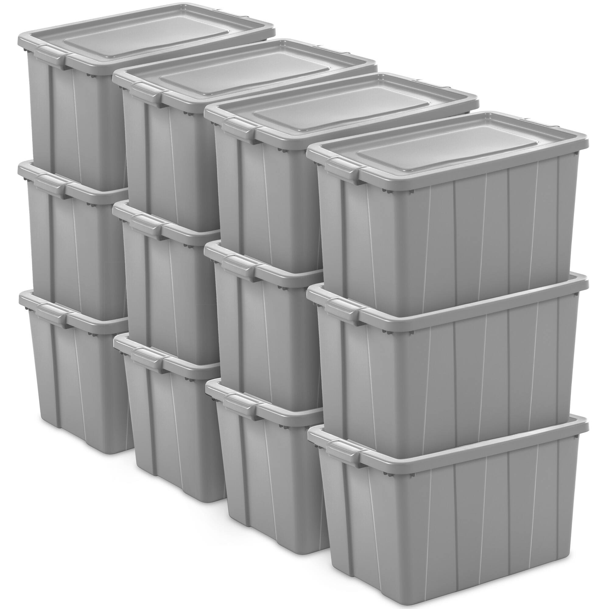 Alt View 7. Sterilite - Sterilite Tuff1 30 Gallon Plastic Storage Tote Container Bin with Lid (8 Pack) - Gray.