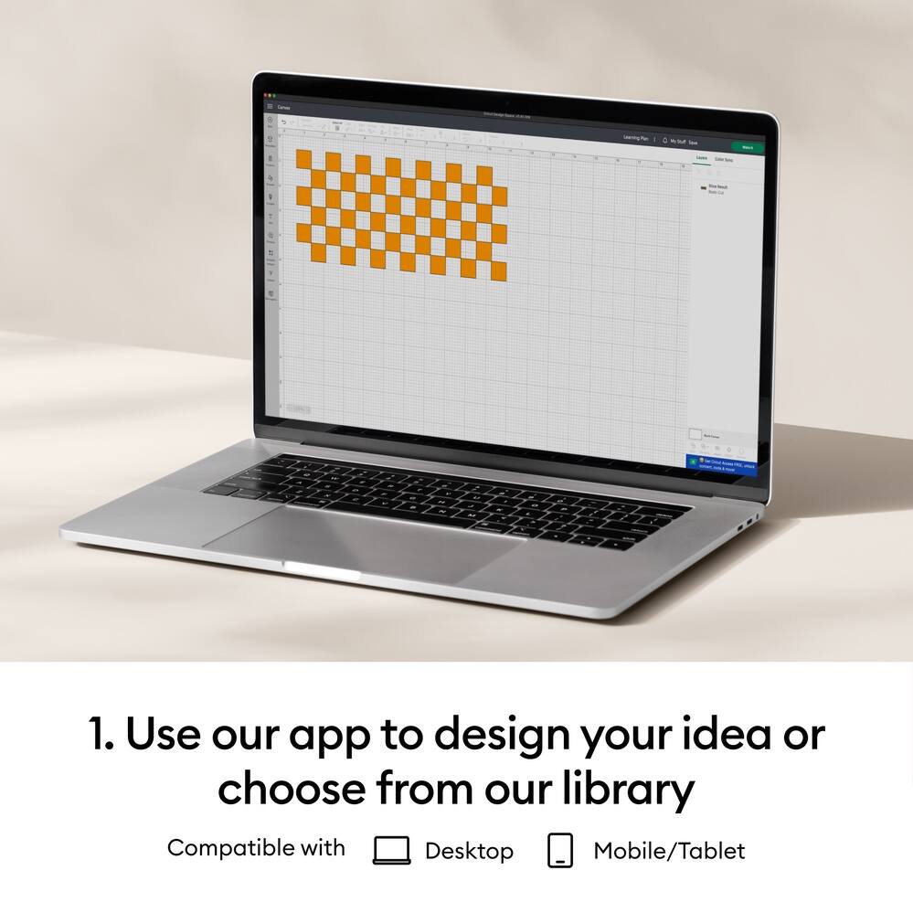 1. Use our app to design your idea or choose from our library
Compatible with Desktop Mobile/Tablet