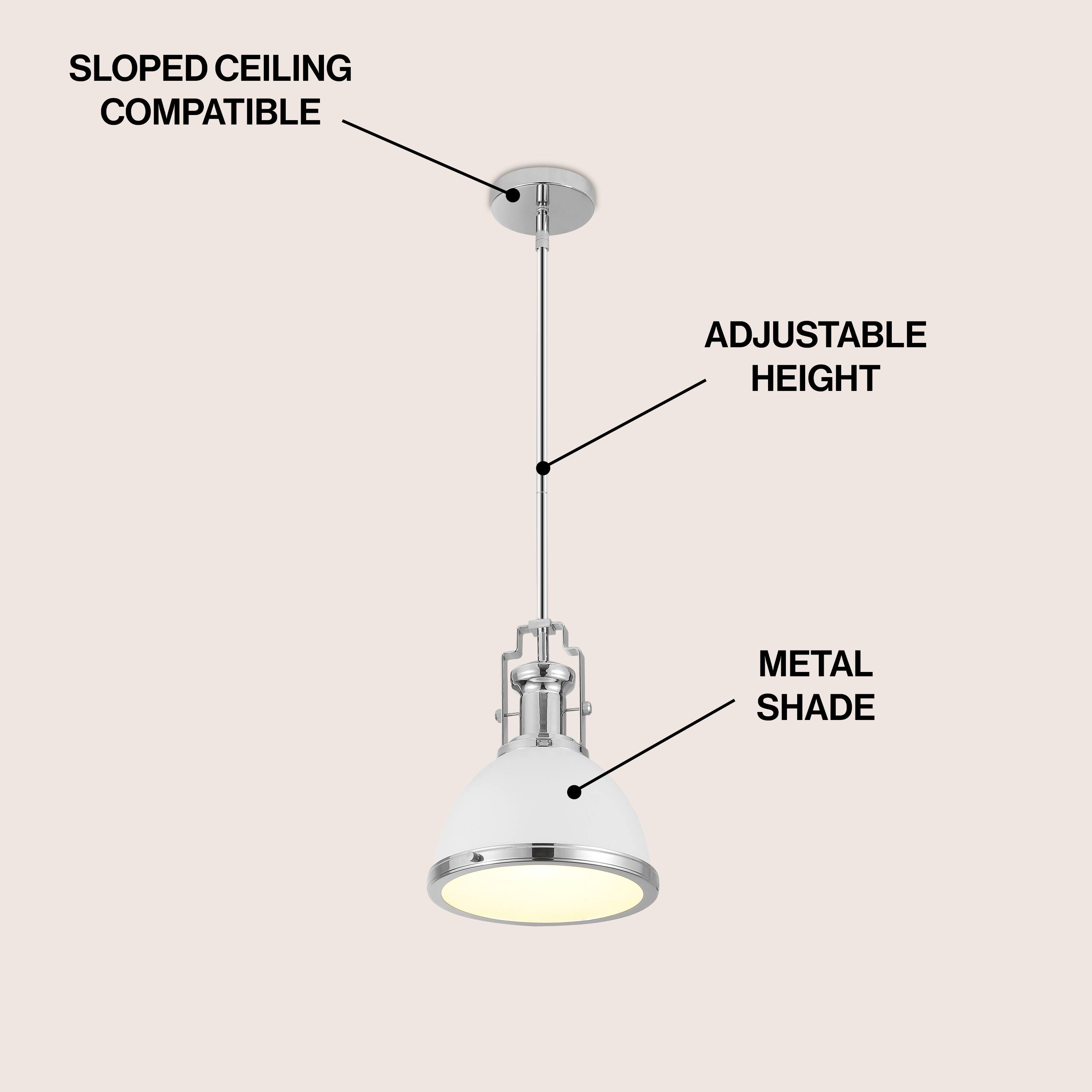 Sloped Ceiling Compatible Adjustable Height Metal Shade