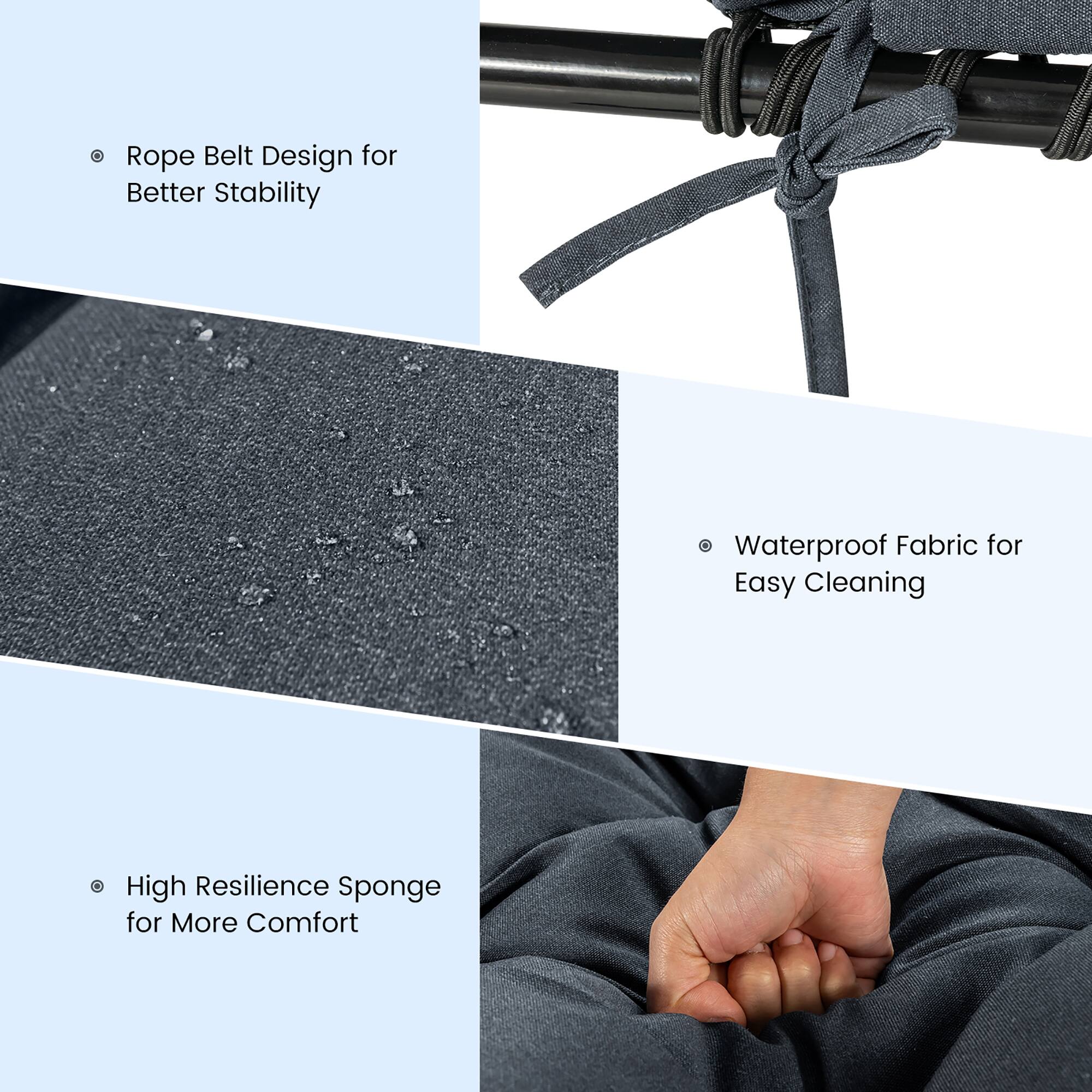 - Rope Belt Design for Better Stability
- Waterproof Fabric for Easy Cleaning
- High Resilience Sponge for More Comfort