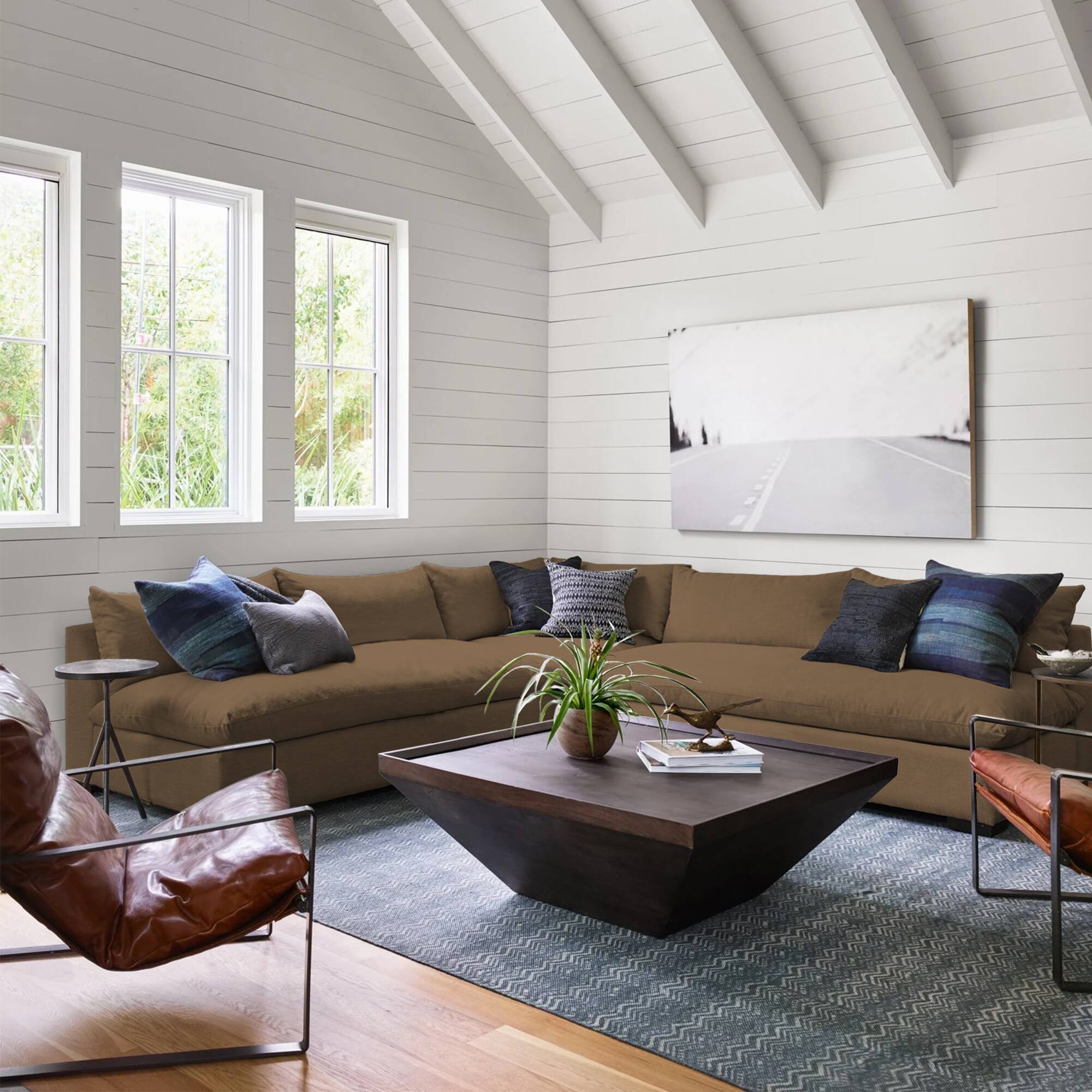 Alt View 5. Manhattan Lane - 36 Inch Square Shape Acacia Wood Coffee Table with Trapezoid Base - Brown.