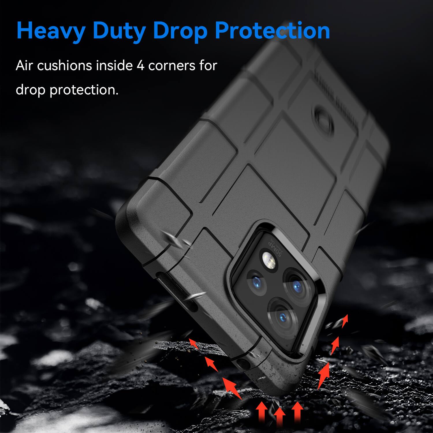 Heavy Duty Drop Protection

Air cushions inside 4 corners for drop protection.