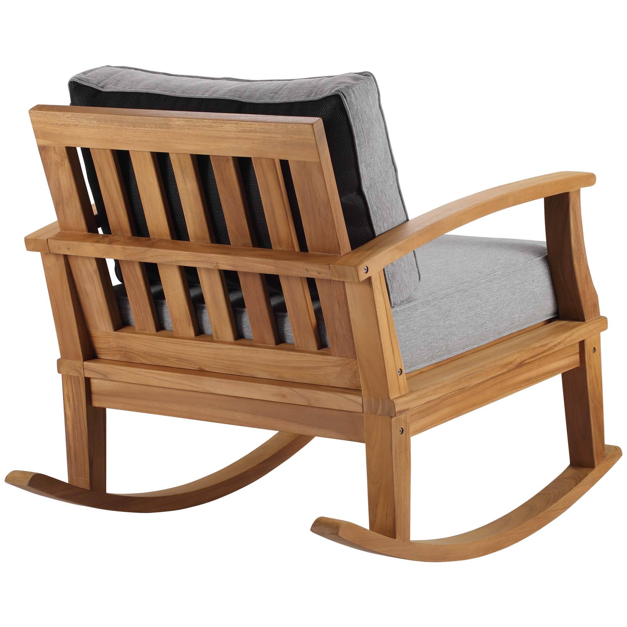 Alt View 1. Modway - Marina Outdoor Patio Teak Rocking Chair by Modway - Natural Gray.