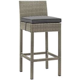 Conduit Outdoor Patio Wicker Rattan Bar Stool by Modway - Light Gray Charcoal