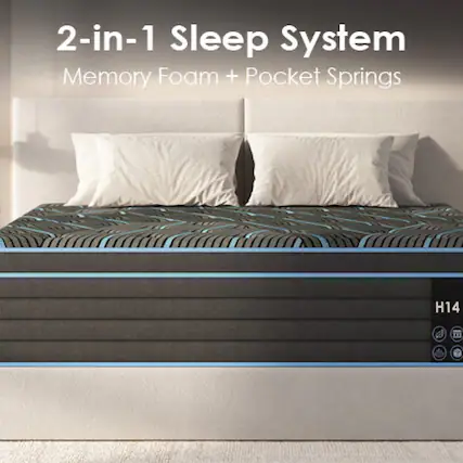 2-in-1 Sleep System
Memory Foam + Pocket Springs
H14