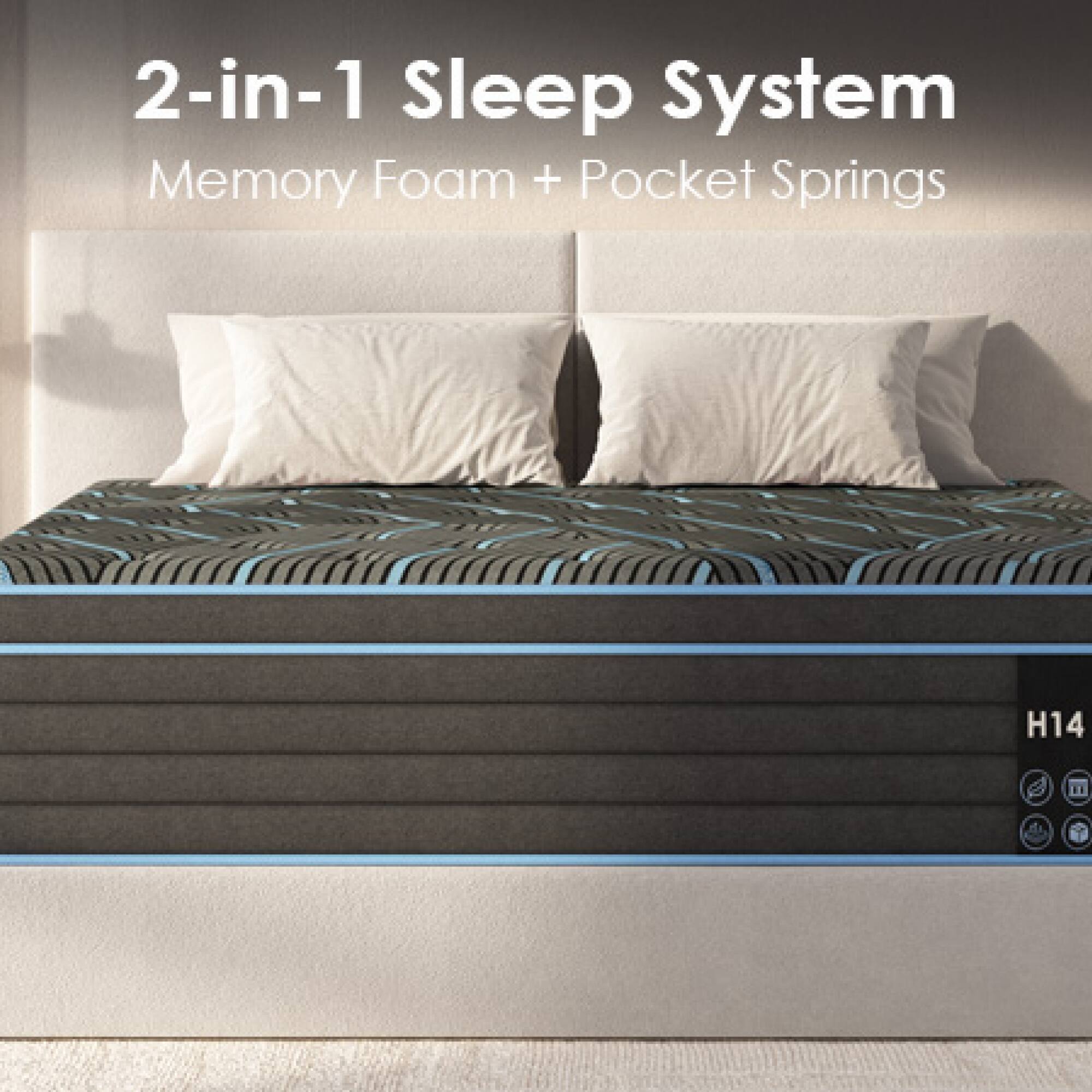 2-in-1 Sleep System  
Memory Foam + Pocket Springs  
H14