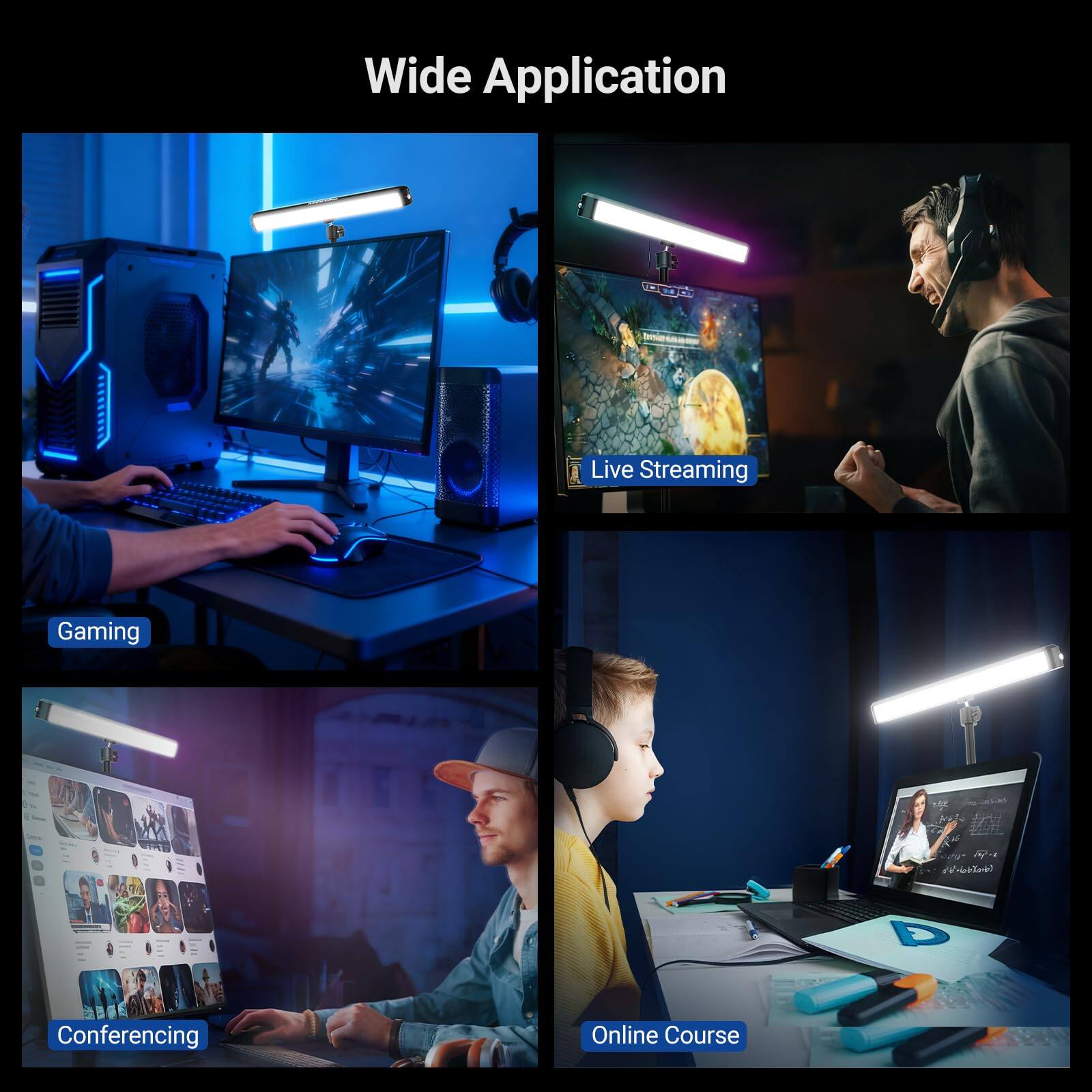 Wide Application

- Gaming
- Live Streaming
- Conferencing
- Online Course