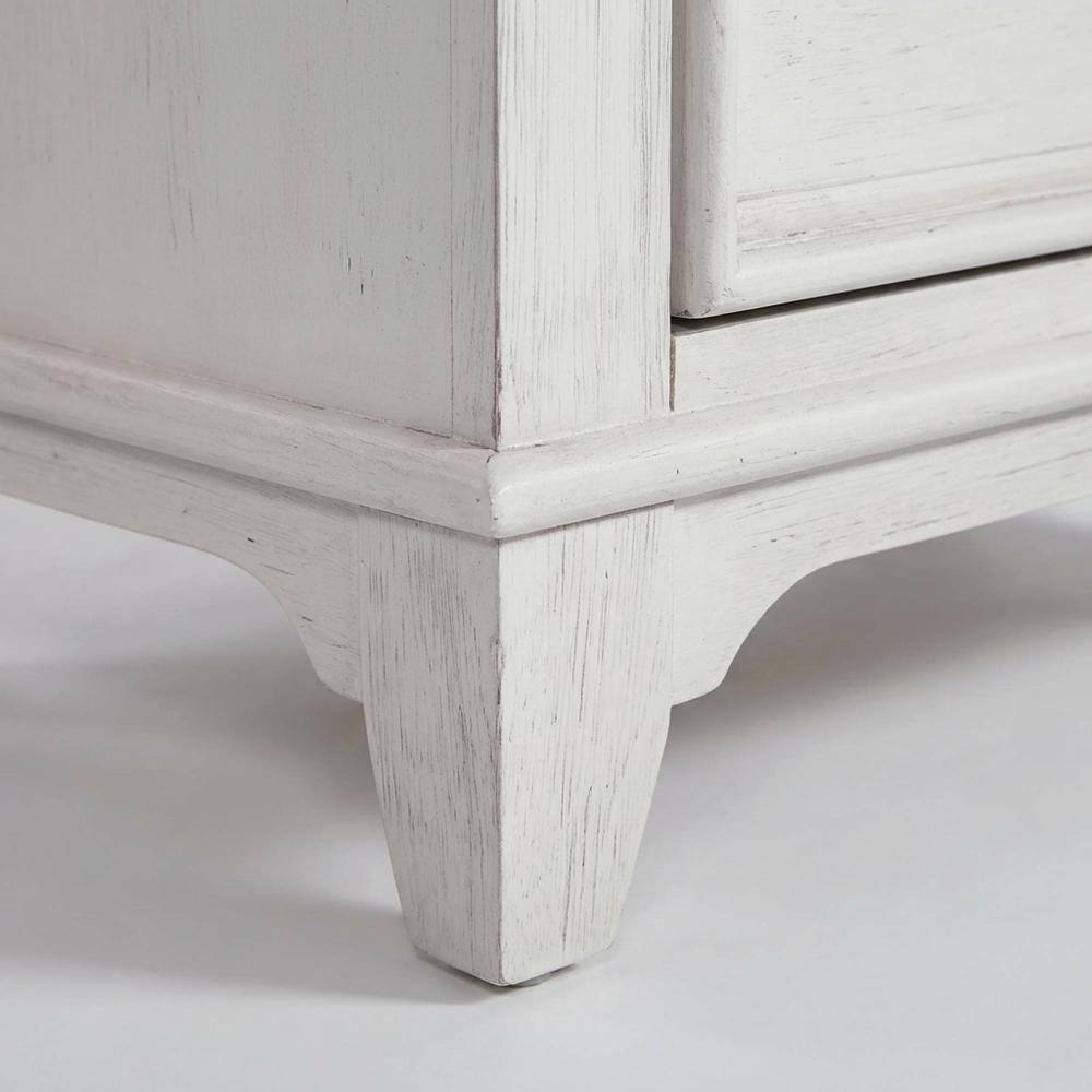 Left. Starlight Canyon Home - White Nightstand with Charging Station and Wirebrushed Finish - White.