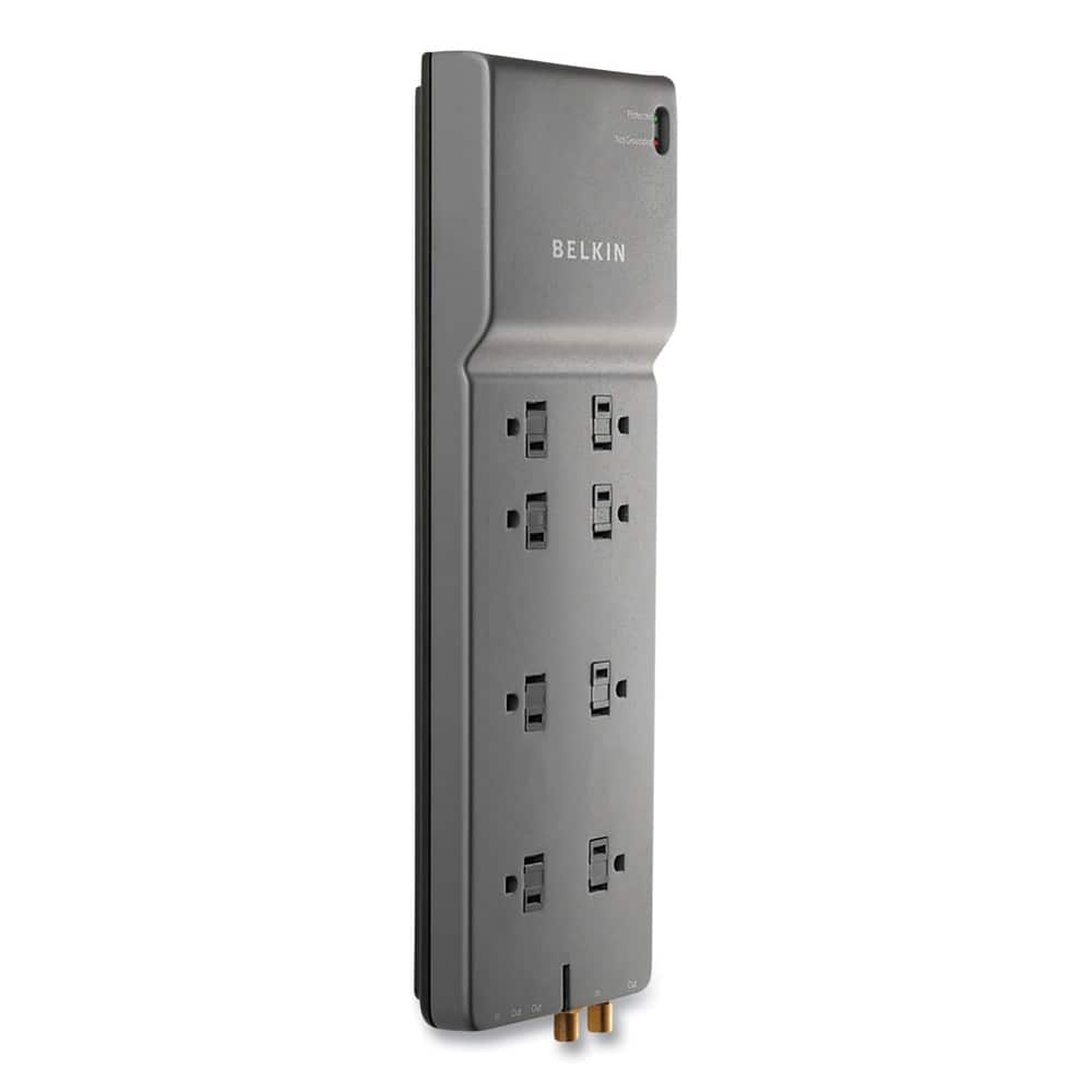 Belkin - BE108230-12 3390 J 8 AC Outlets 12 ft. Cord Home/Office Surge Protector - Dark Gray