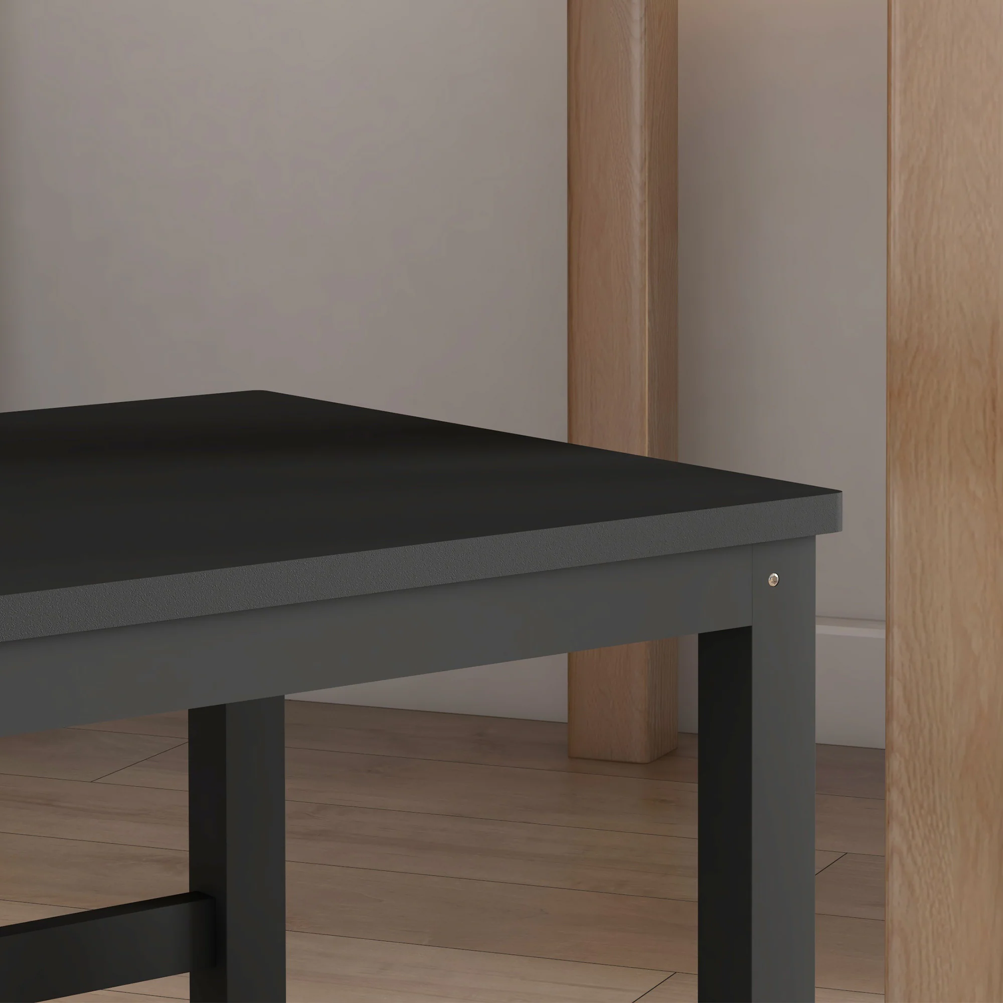 Alt View 7. Homcom - Set of 4 Farmhouse Kitchen & Dining Room Chairs with Slat Back, Pine Wood Seating for Living Room and Dining Room - Black.