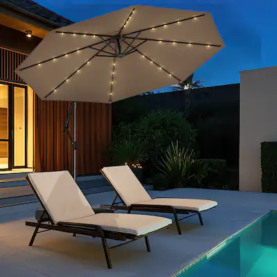 best solar umbrella patio 11' Designer - Infinite 360 Auto Tilt Lux and weather Best Buy
