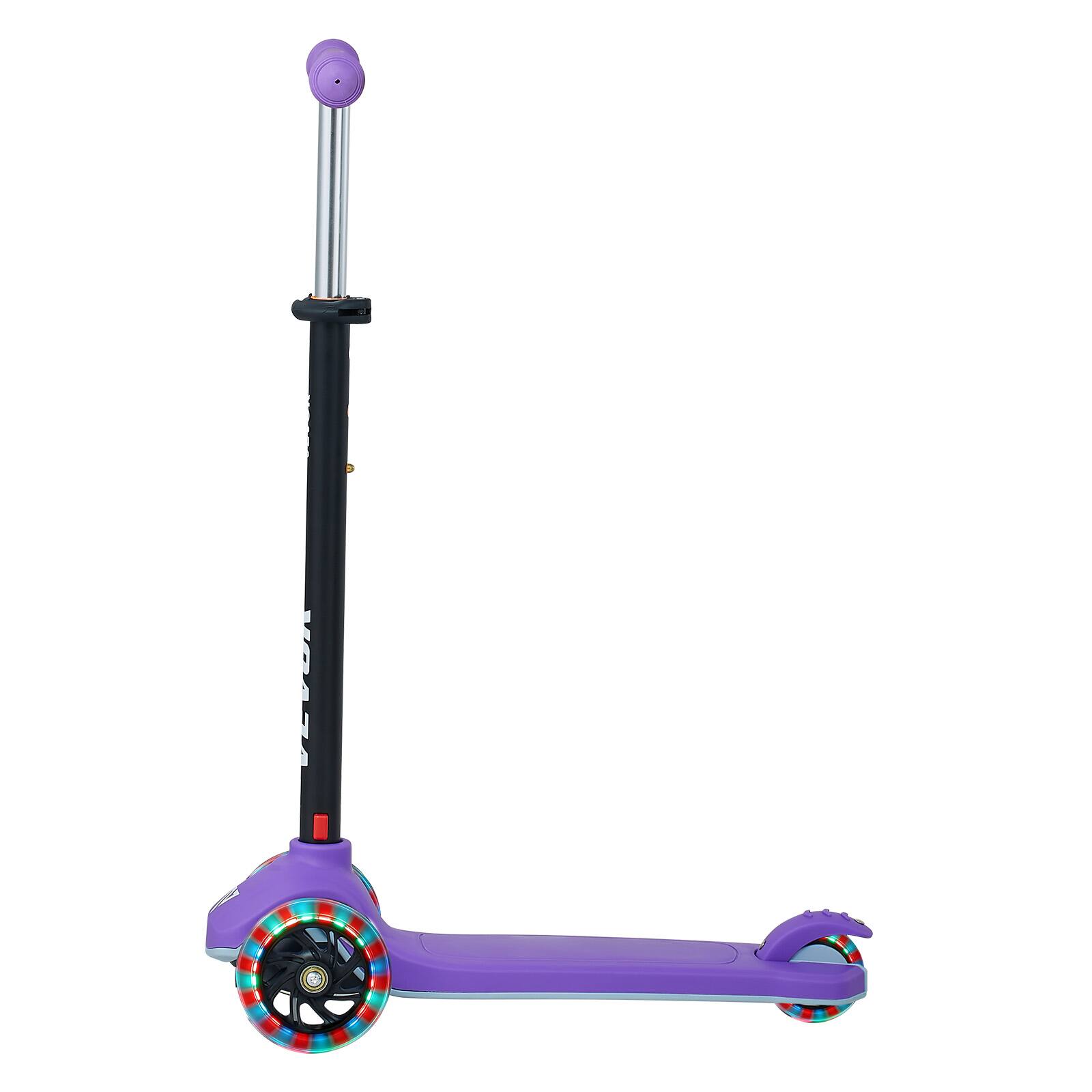 Alt View 5. VEVOR - Kick Scooter for Kids Ages 3+, 3-Wheel Toddler Scooter with Light-Up Wheels, Adjustable Height Handlebar - Purple.