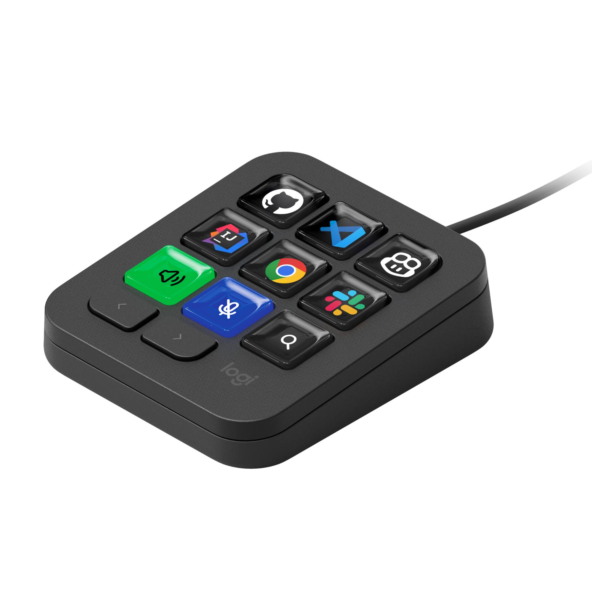 Front. Logitech - MX Keypad Programmable Macro Pad for Developers with GitHub Copilot for Windows, macOS - Graphite.