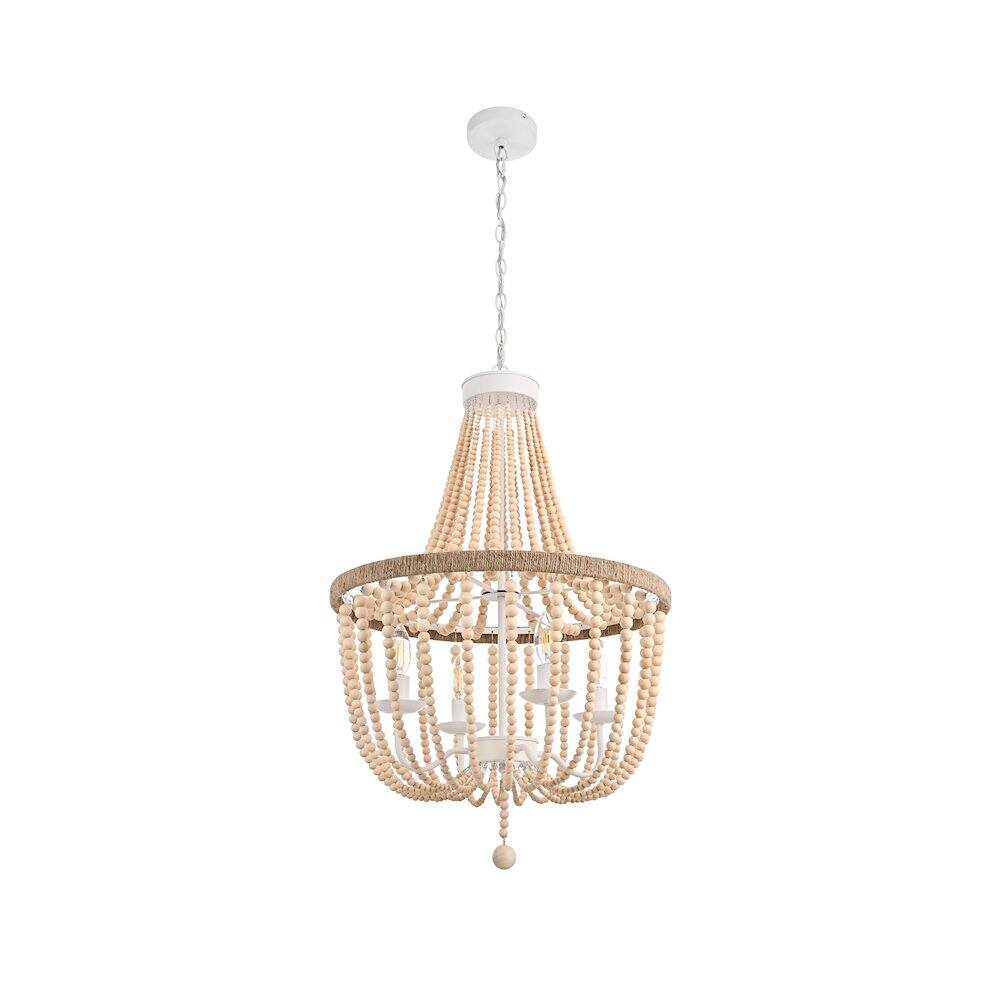 Angle. Living District - Jolie 20 Inch Beaded Pendant In Beige - Beige.
