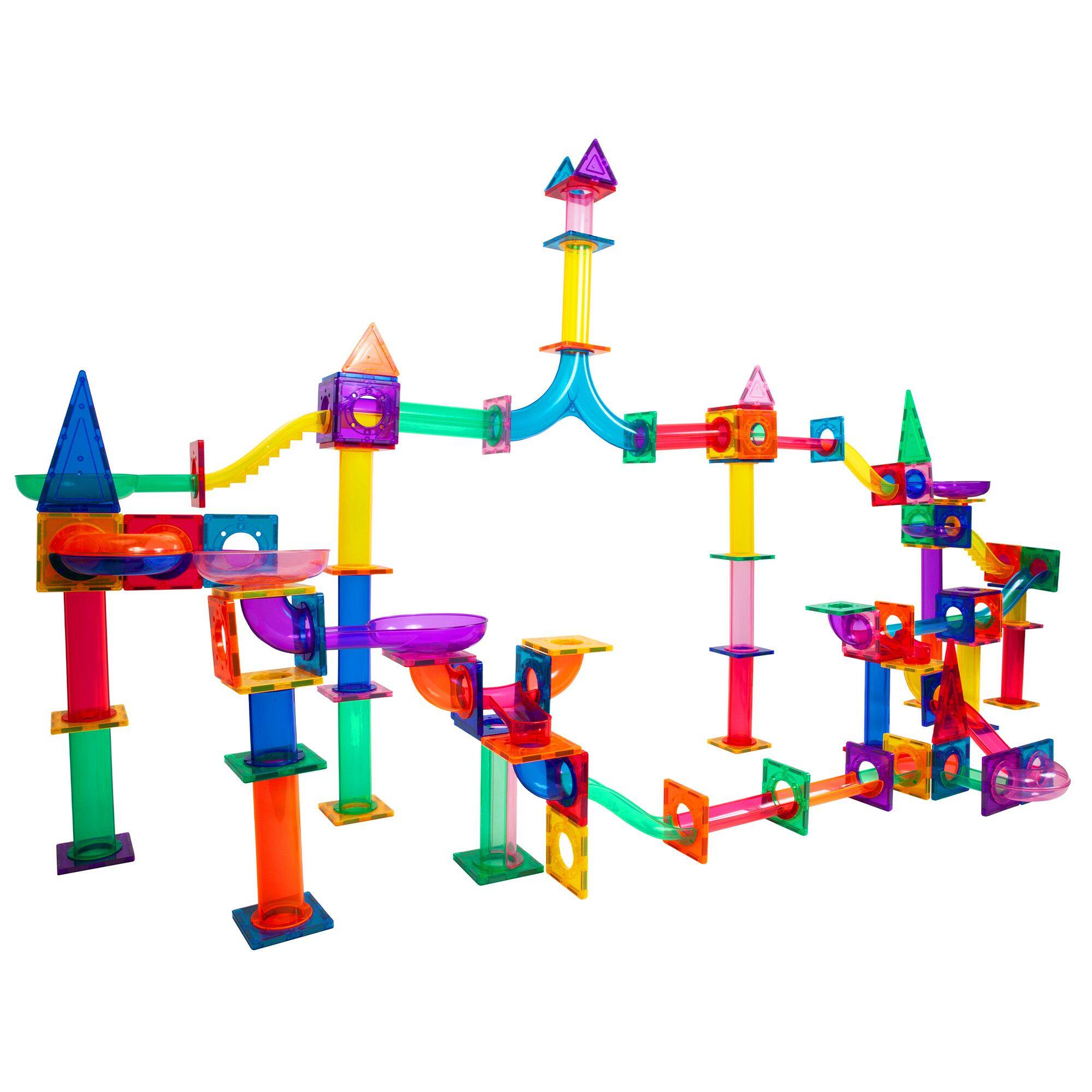 Alt View 4. PicassoTiles - PICASSO-TILES Marble Run Magnetic Tiles for Kids, 200PCS, Construction Magnet Tiles Race Track Building Blocks STEM Toy - Multicolor.