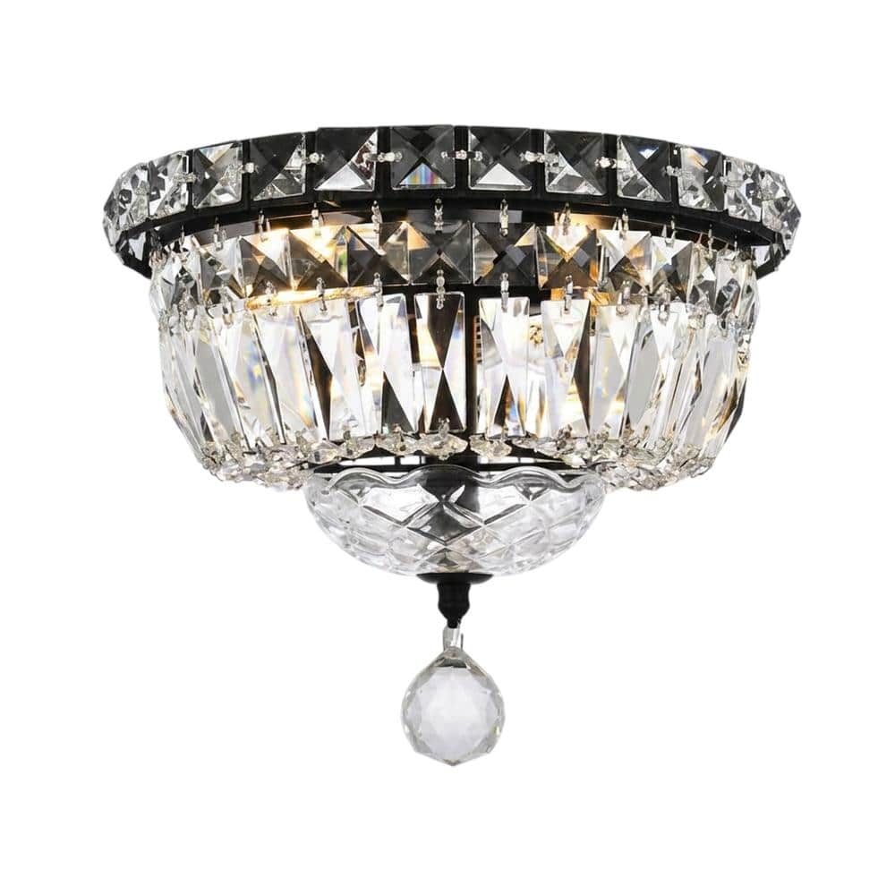 Elegant Lighting - Tranquil 10 inch black flush mount - Black And Clear