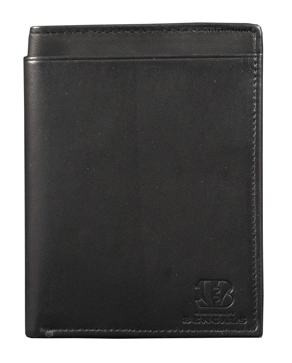 Rico Industries - Cincinnati Football Bengals Black Leather RFID Blocking Passport Holder Cover Travel Billfold Wallet for Men & Women - Multi